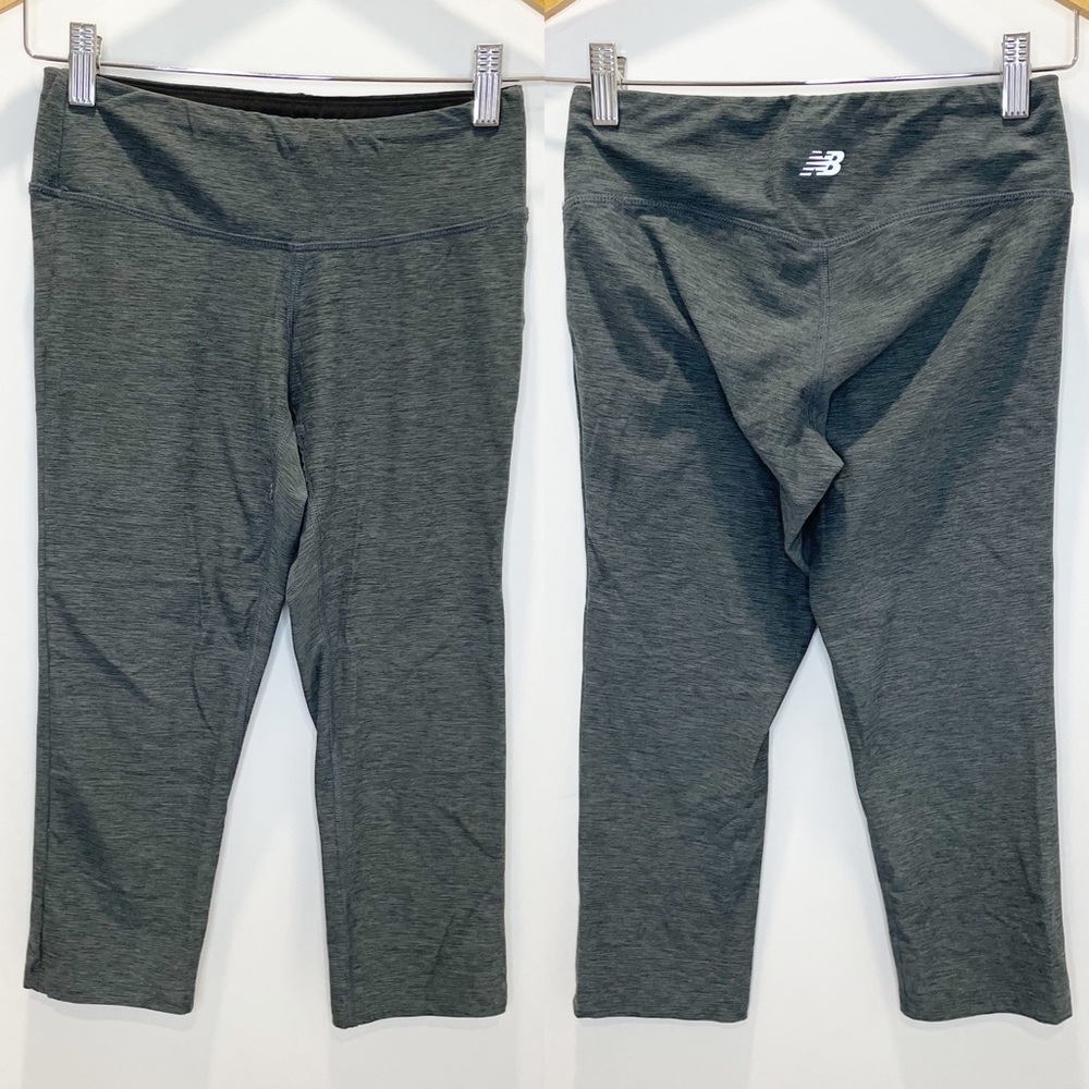 New Balance Dry Grey Heathered Capri Length Athletic Workout Leggings
